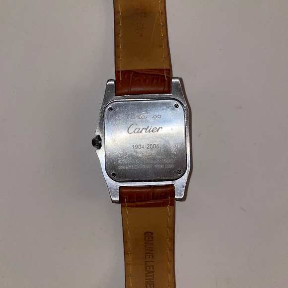 watch.  santos 100 leather strap stainless steel - Picture 6 of 16